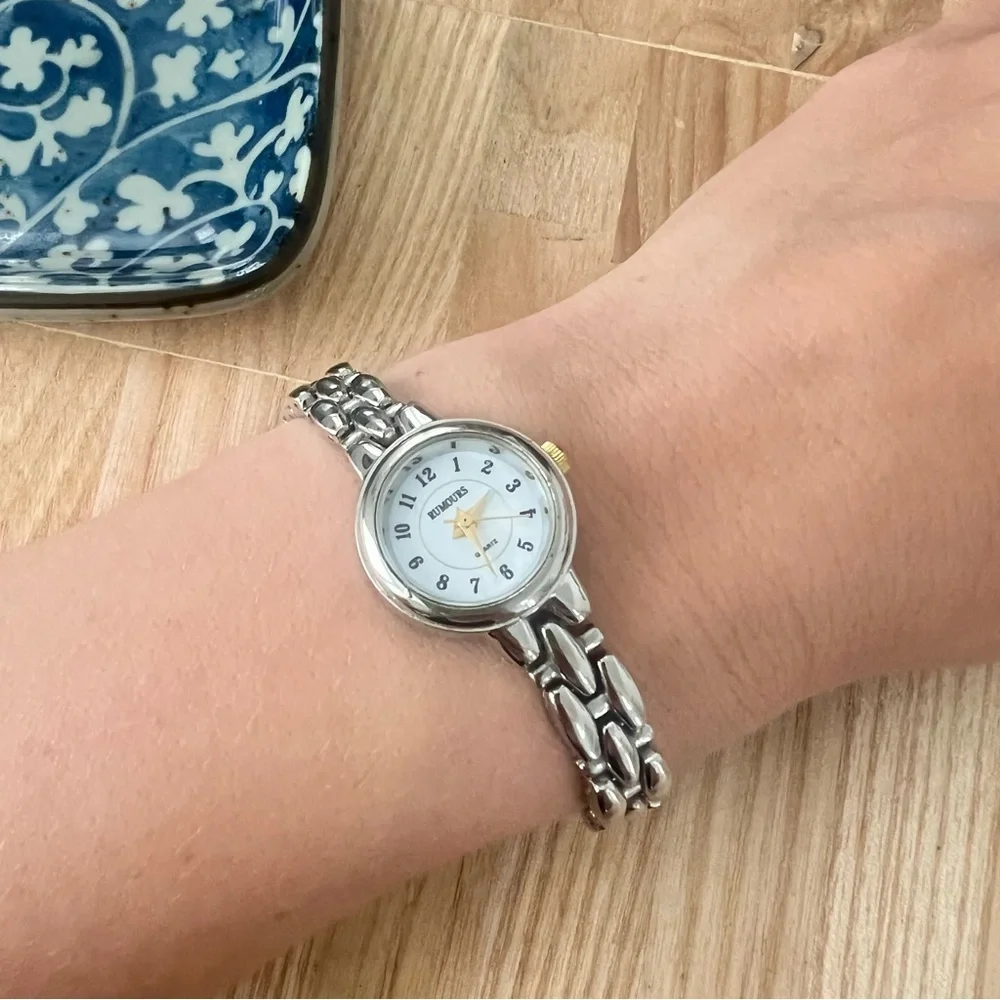 Rumours ladies dainty silver tone bracelet watch NEW BATTERY